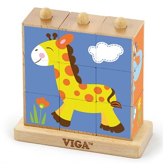 Viga Toys - Bilderwürfel Puzzle - Wildtiere